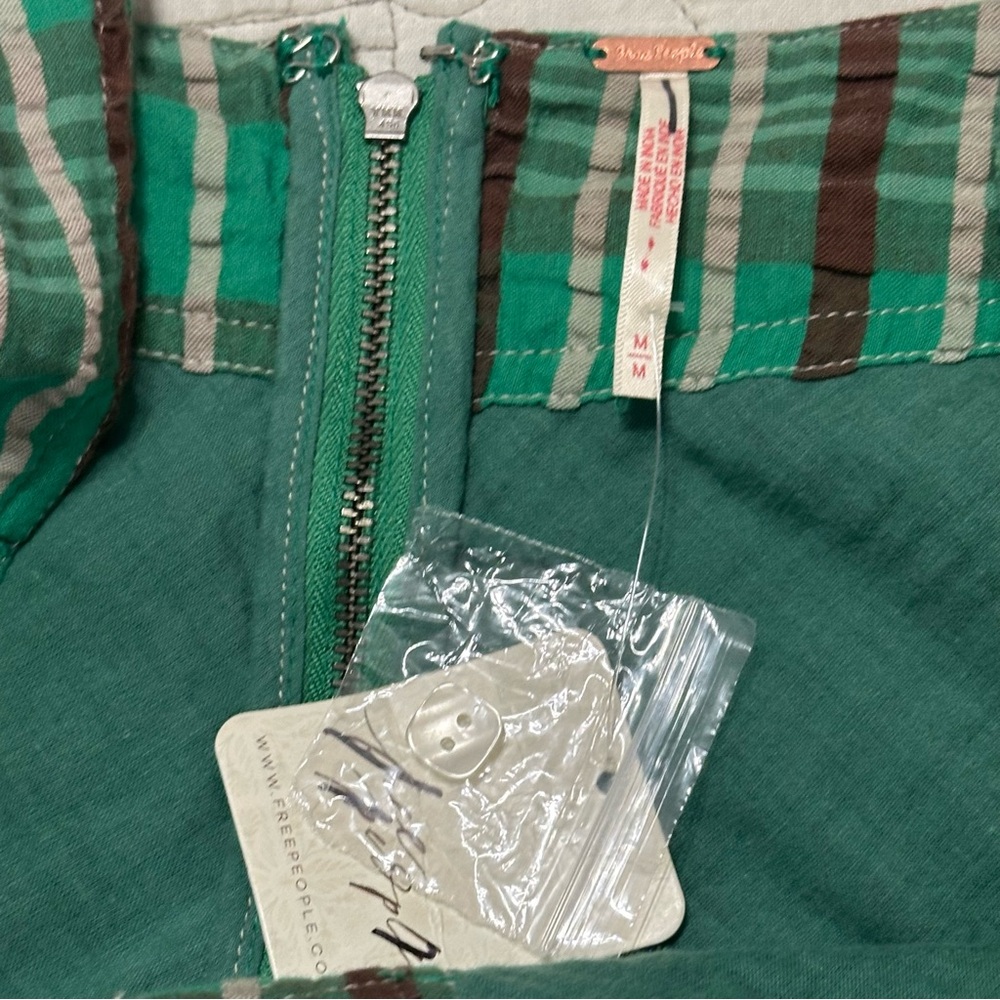 NWT Free People Tulie Plaid Midi Dress M - MSRP $168 Green Jade Combo - Picture 10 of 14